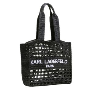 NEW! KARL LAGERFELD Antibes Straw Vacation Beach Tote Bag.